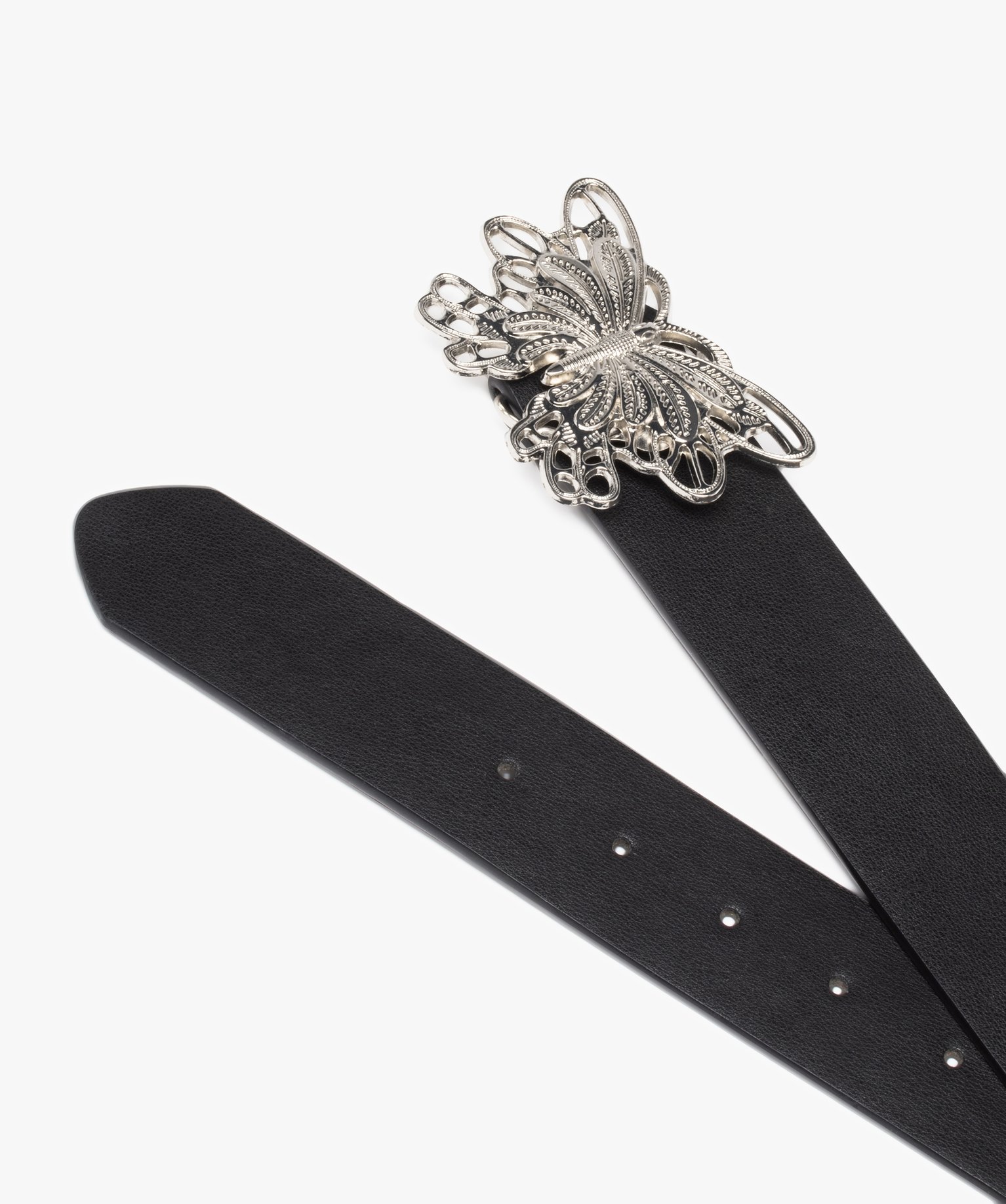 Ceinture large à boucle métal papillon femme noir | GEMO