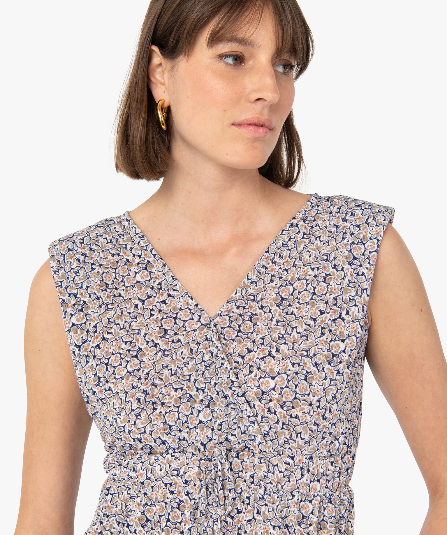 Débardeur femme à épaulette avec taille élastiquée imprime | GEMO