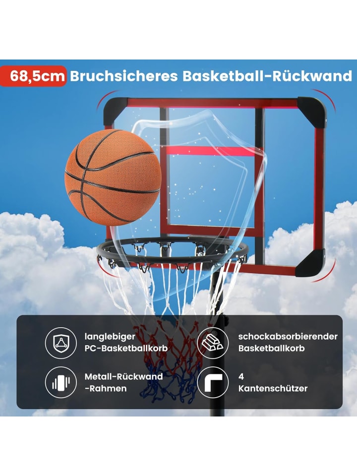 COSTWAY Basketballständer 155-210cm in Schwarz günstig kaufen onesize