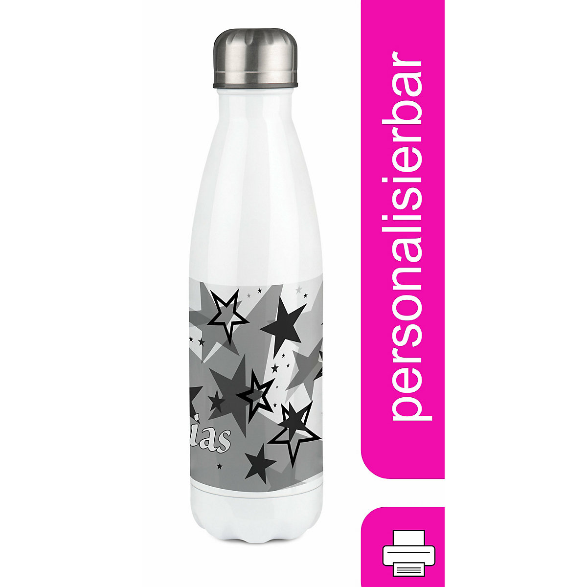 Edelstahl Kinder Thermoflasche / Trinkflasche bunt Sternenhimmel Farbe schwarz Spülmaschinenfest, Auslaufsicher, Bruchfest, Doppelwandig, Für Heißgetränke geeignet, Mit Deckel, Isoliert