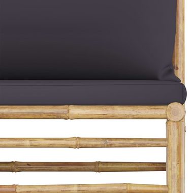 vidaXL Loungesofa 3-tlg. Garten-Lounge-Set mit Dunkelgrauen Kissen Bambus, 1 Teile
