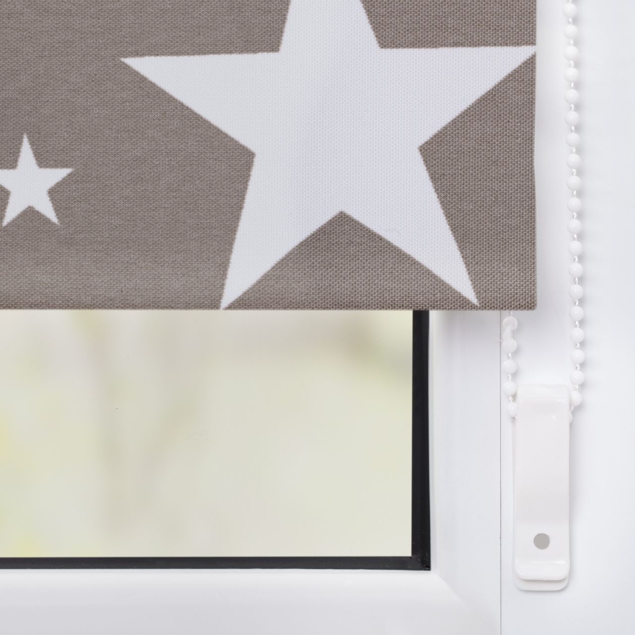 Lichtblick Rollo Klemmfix, ohne Bohren, Verdunkelung, Sterne - Grau-Weiß, 60 cm x 180 cm (B x L)