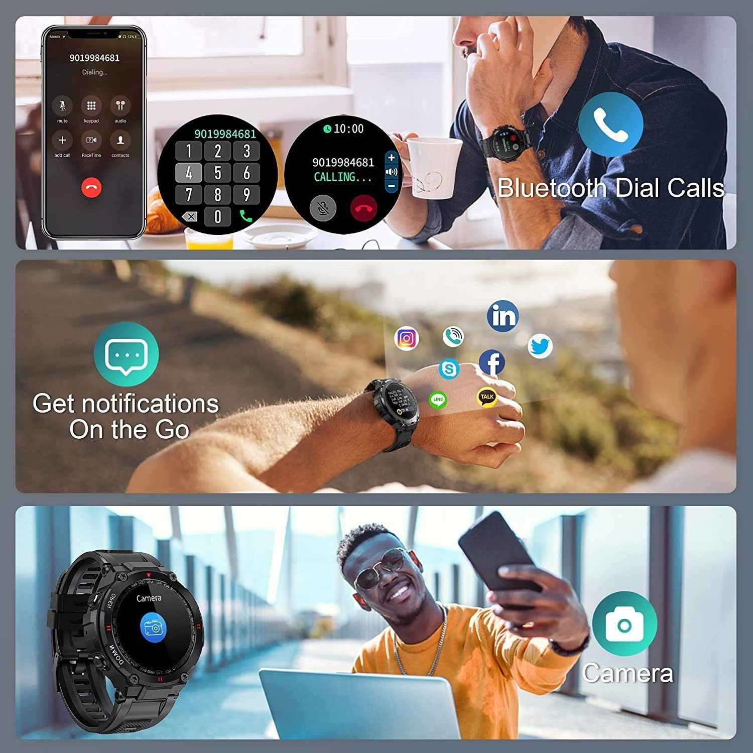 Mutoy Smartwatch, Fitness Tracker Uhr, Damen Herren Smartwatch (Fitnessuhr mit Telefonfunktion 1,28