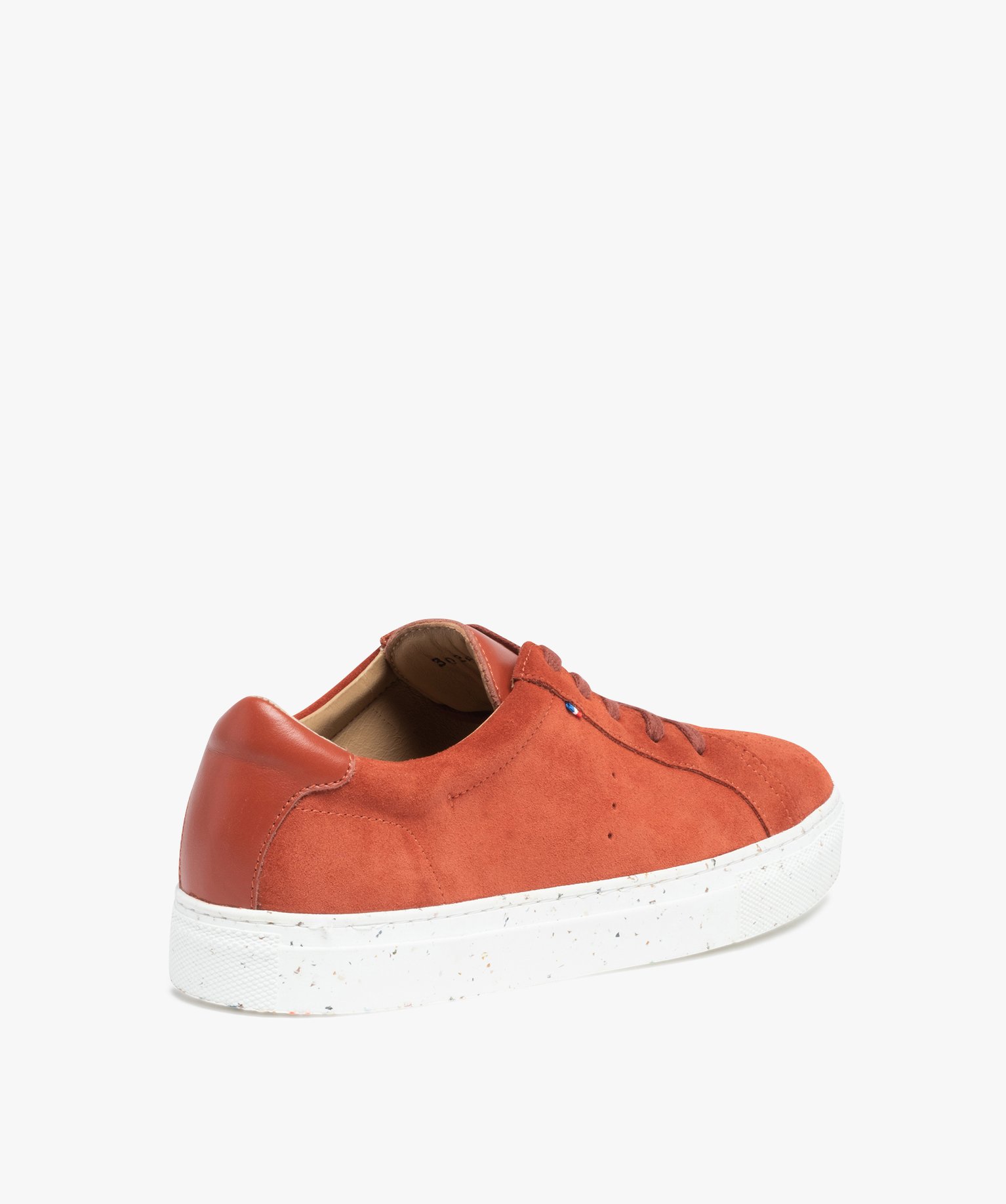 Baskets femme unies en cuir à lacets – Tanéo orange | GEMO