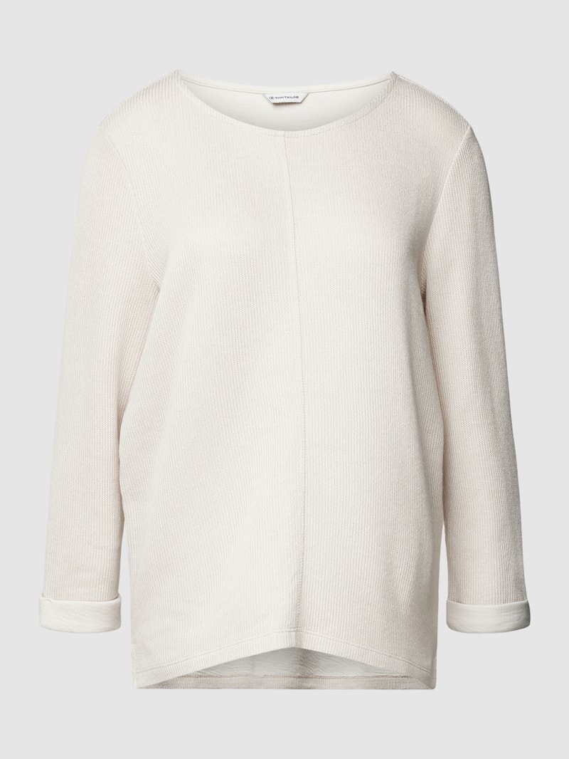 Pullover aus Viskose-Mix mit 3/4-Arm in hellgrau meliert