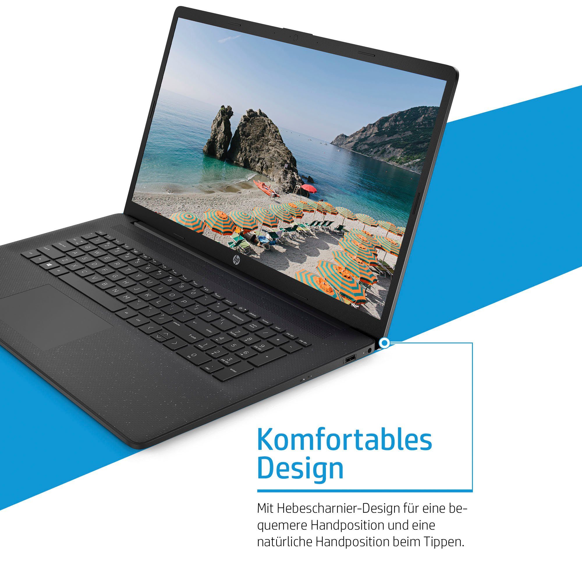 HP 17-cn0237ng Notebook (43,9 cm/17,3 Zoll, Intel Core i3 1115G4, UHD Graphics, 512 GB SSD)