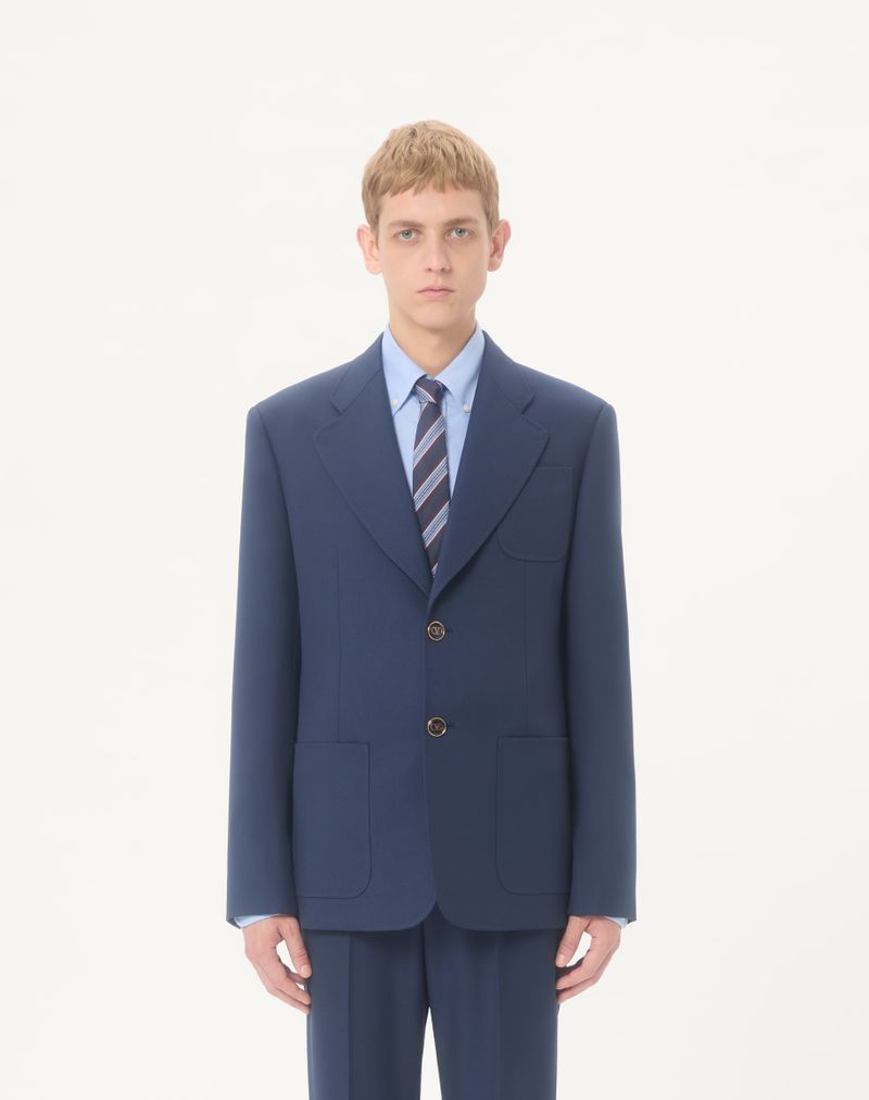 Jaqueta de gabardine de lã com abotoamento simples