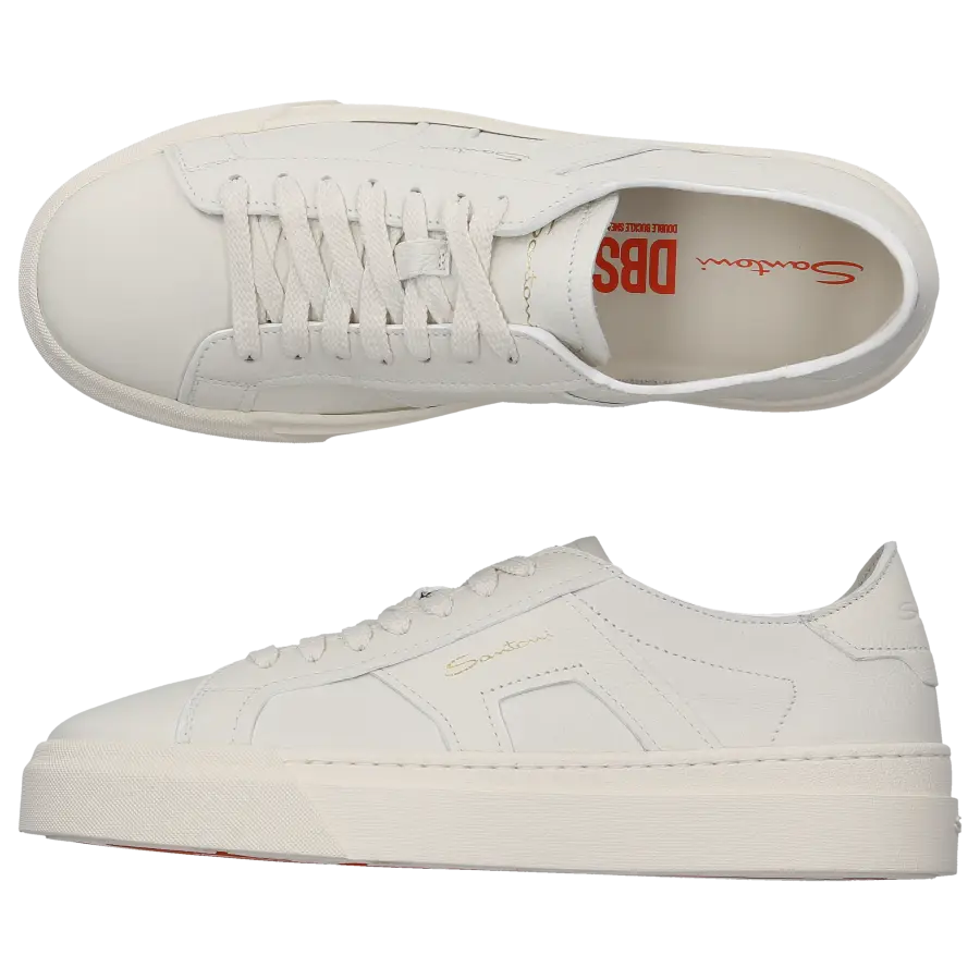 Santoni - Sneaker low DOUBLE BUCKLE Kalbsleder - weiß