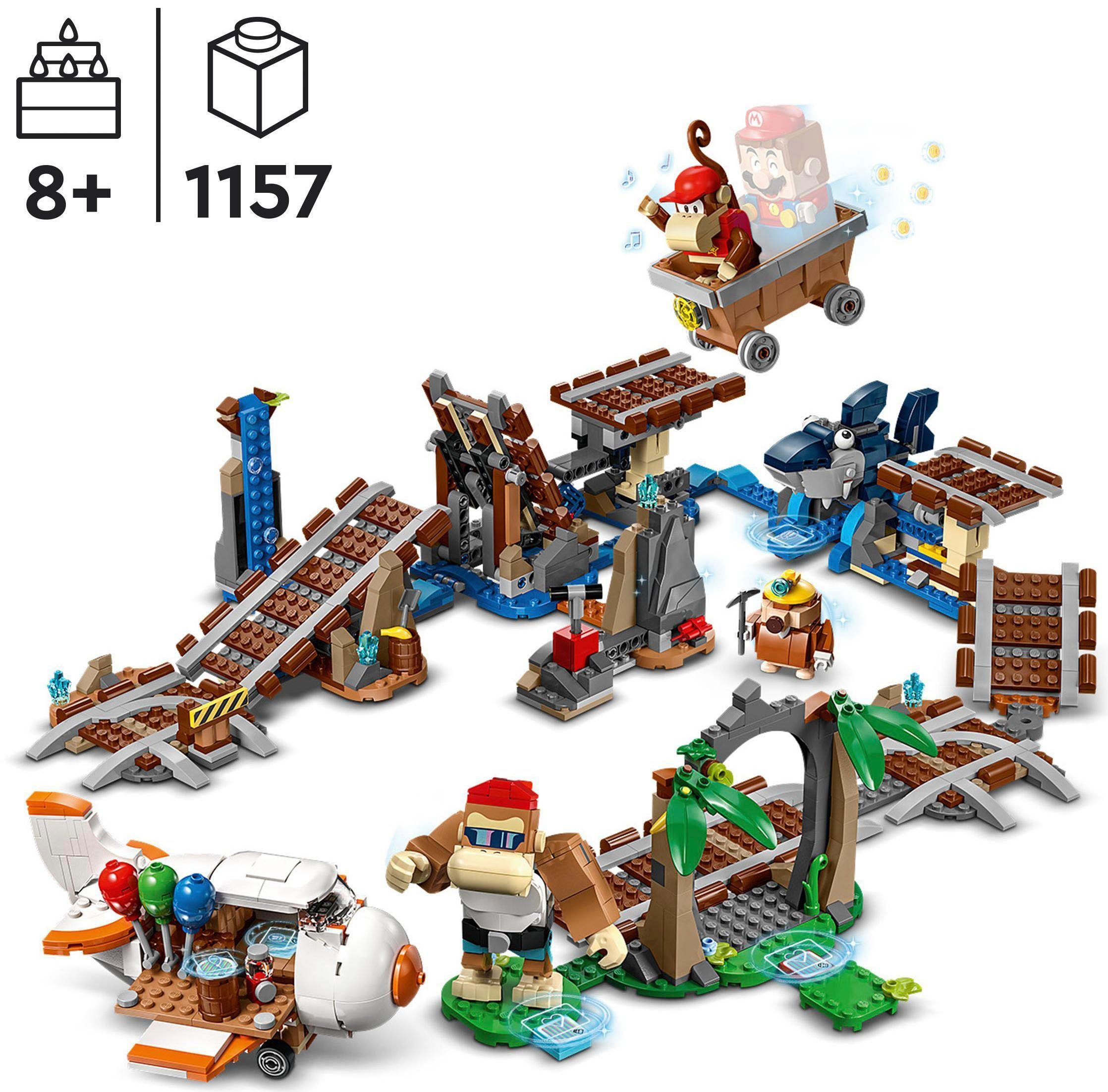 LEGO® Konstruktionsspielsteine Diddy Kongs Lorenritt – Erweiterungsset (71425), LEGO® Super Mario, (1157 St), Made in Europe