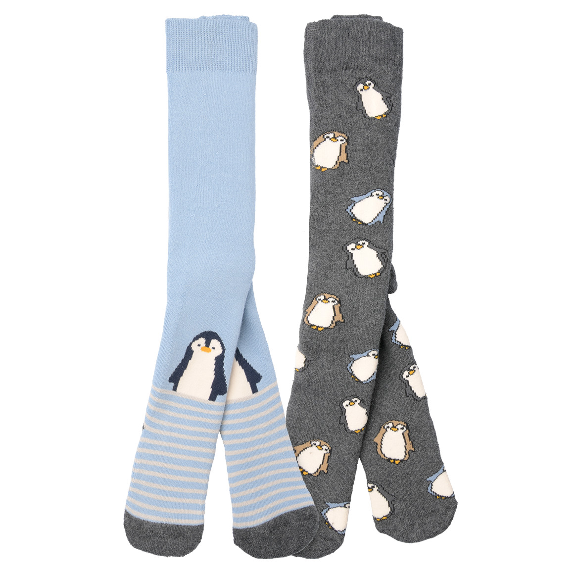 2 Baby Frottee-Strumpfhosen mit Pinguinen