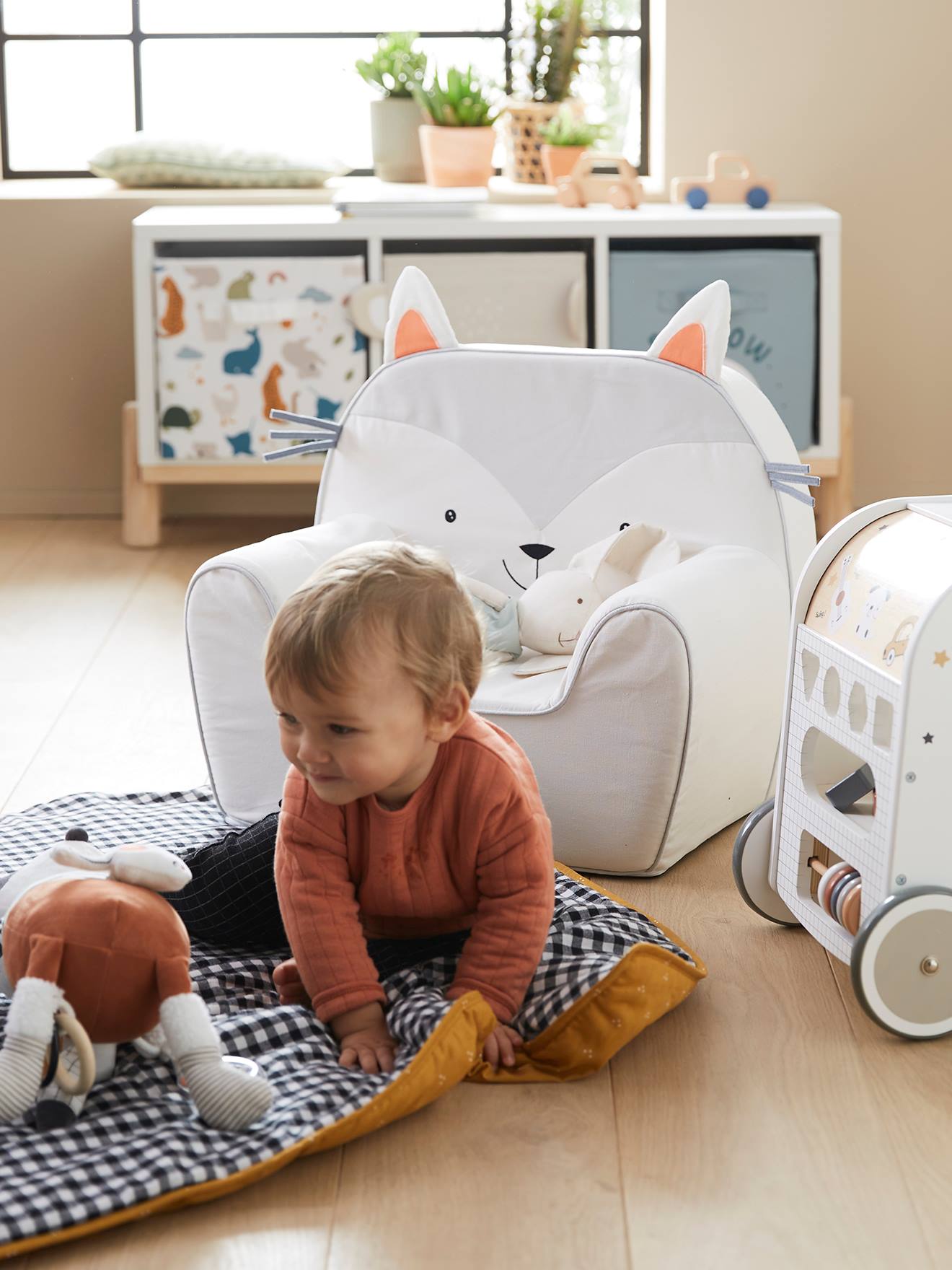 Vertbaudet Kinderzimmer Sessel KATZE, personalisierbar - grau