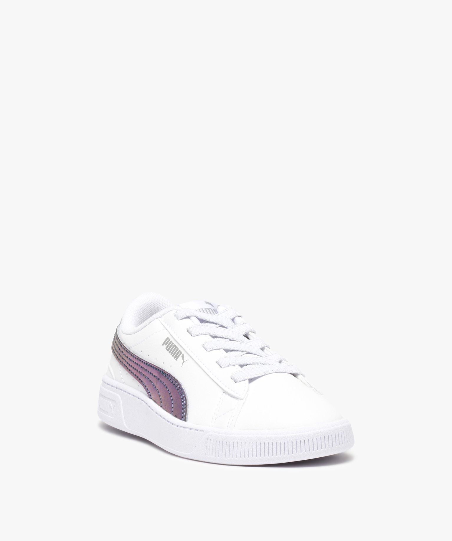 Tennis fille avec bande multicolore sur le cté - Puma blanc | GEMO