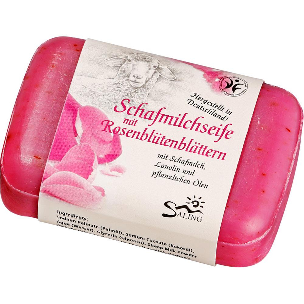 Schafmilchseife - mit Rosenblütenblättern pink - 100g