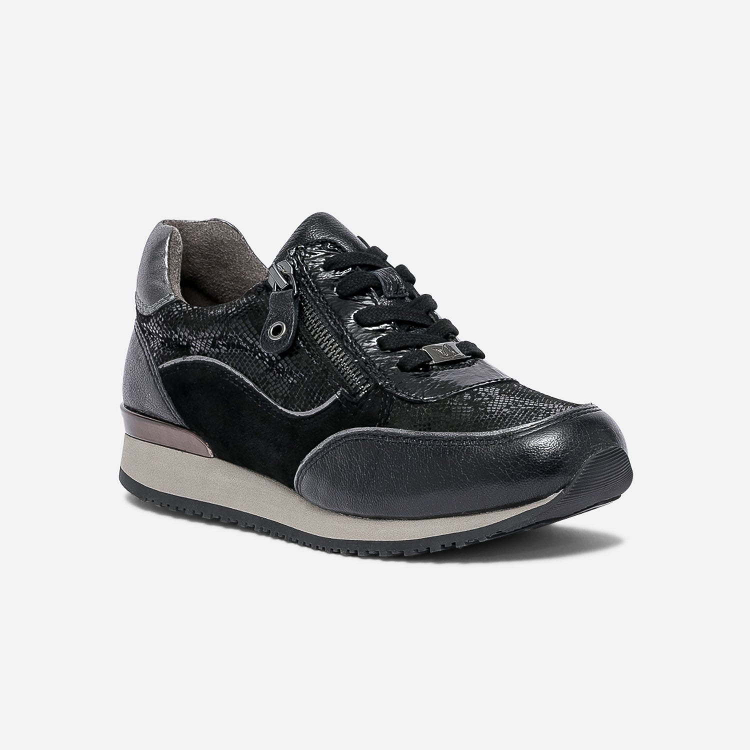 Tennis CAPRICE noire multi cuir