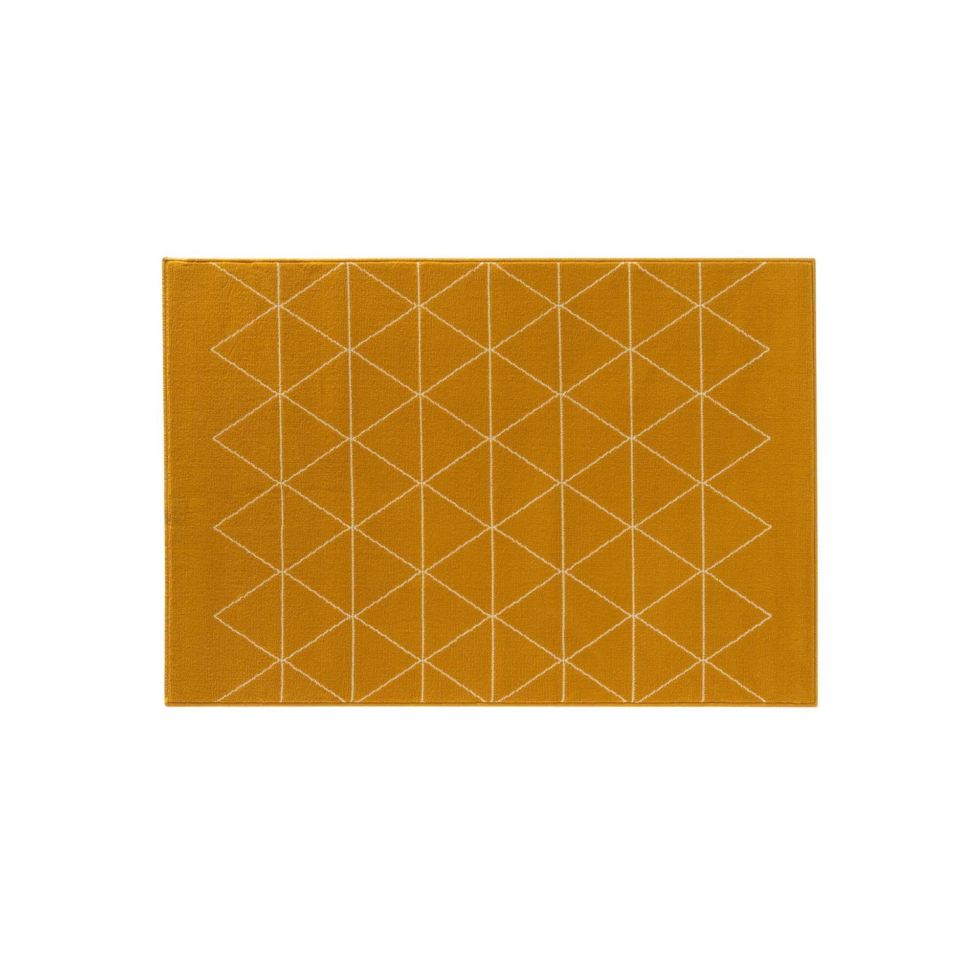Tapis rectangulaire motif géométrique jaune