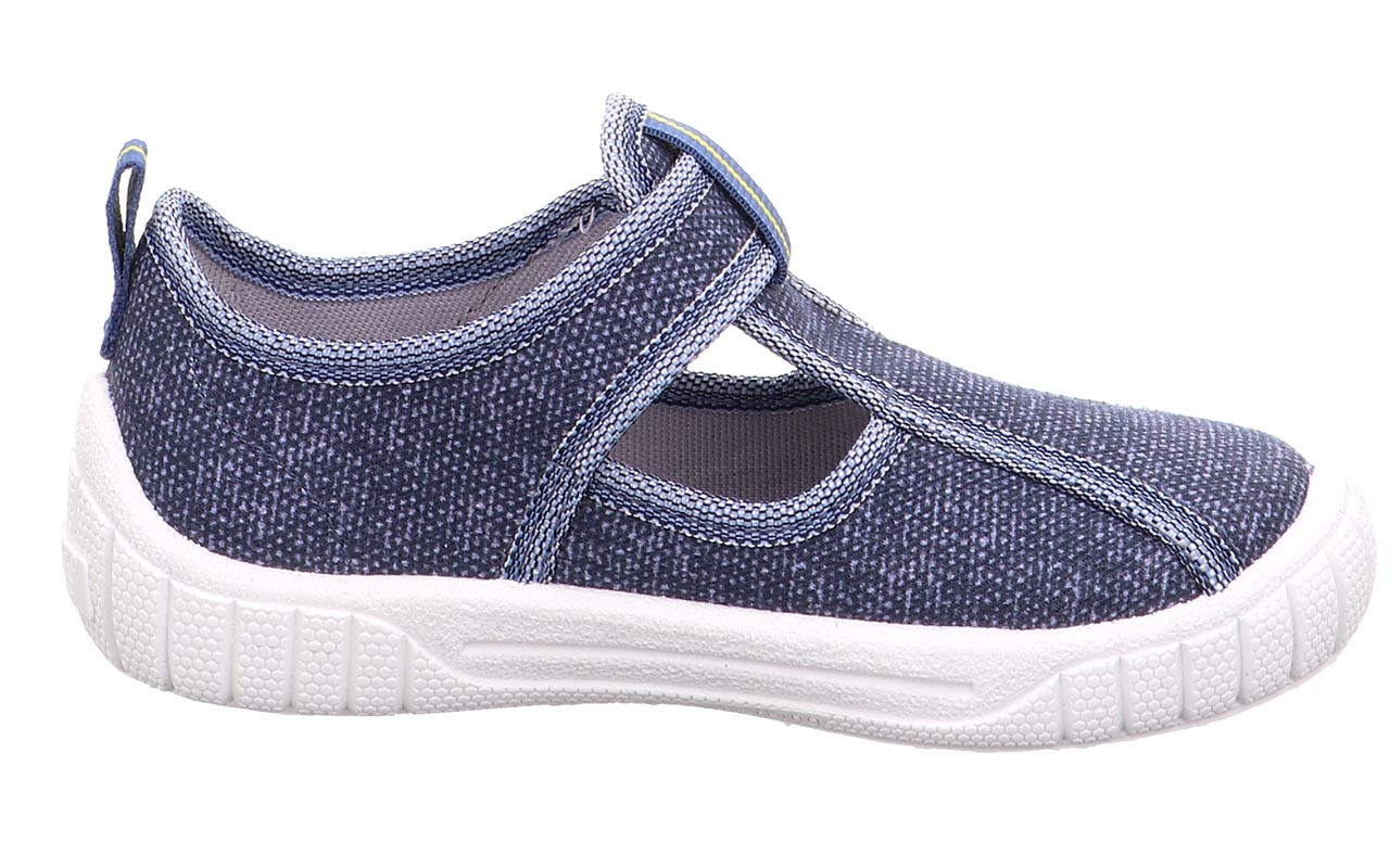 BILL - Blau Hausschuh mit Klettverschluss