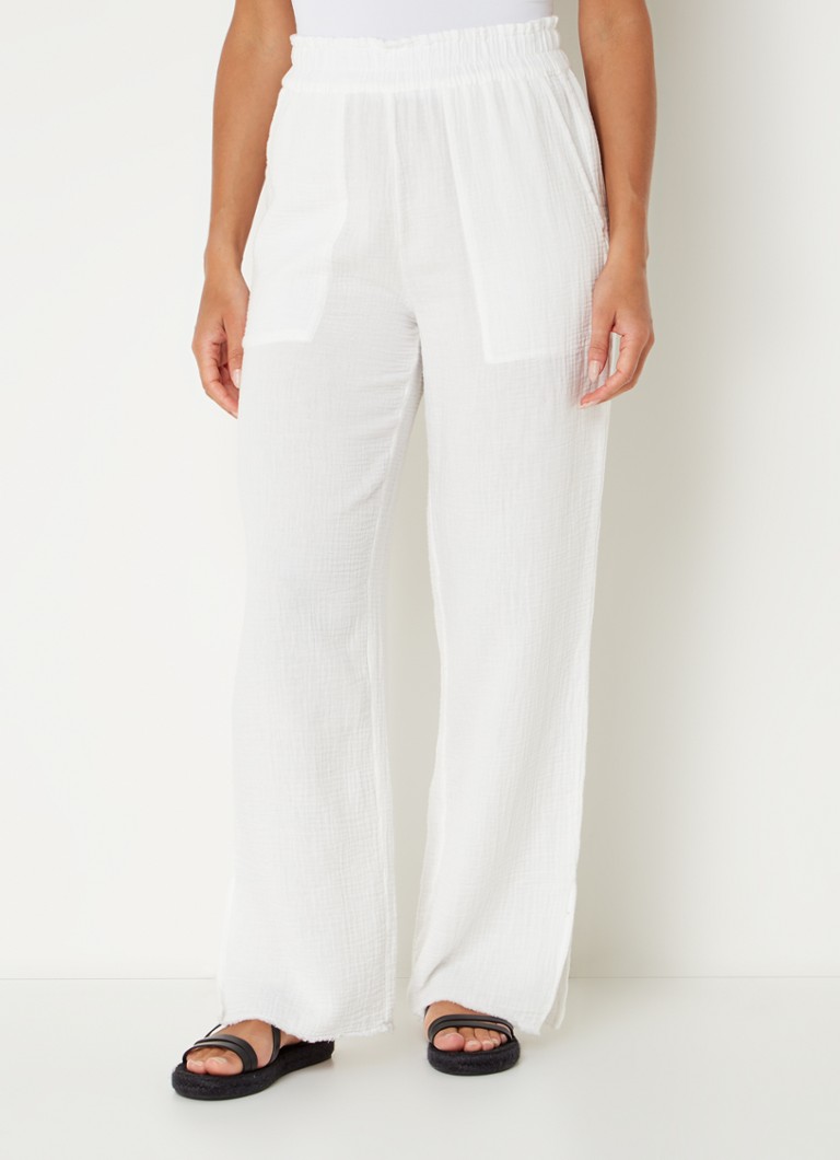 Rails  Leon mid waist straight fit broek van biologisch katoen met structuur