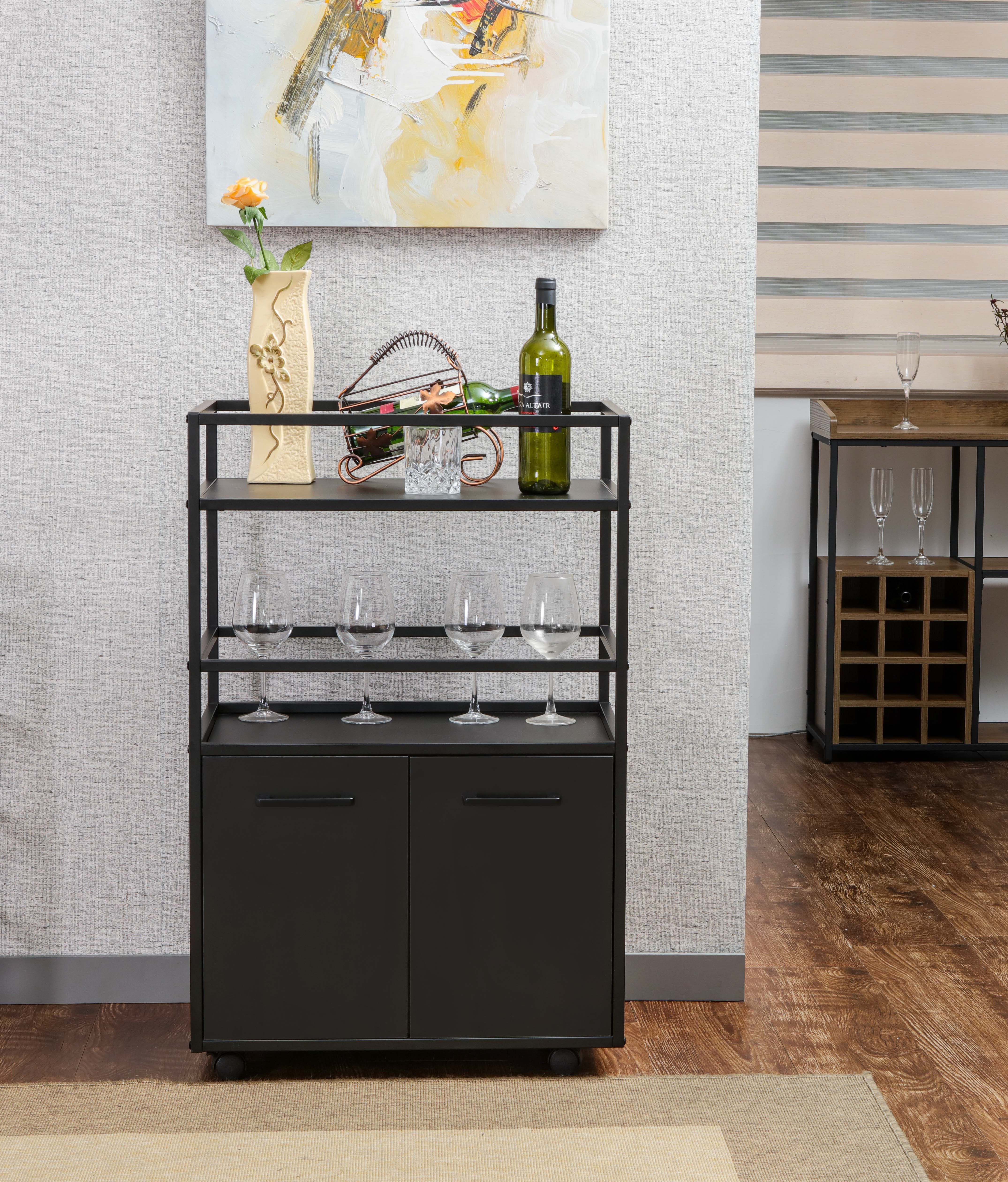 INOSIGN Barschrank Mosaik (1-St) Auf Rollen und mit zwei Einlegeböden