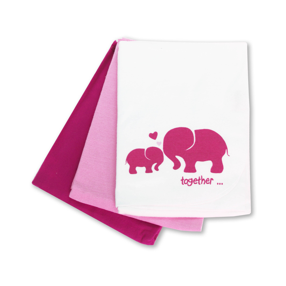 Moltonwindeln Elefant rosa 3-teilig