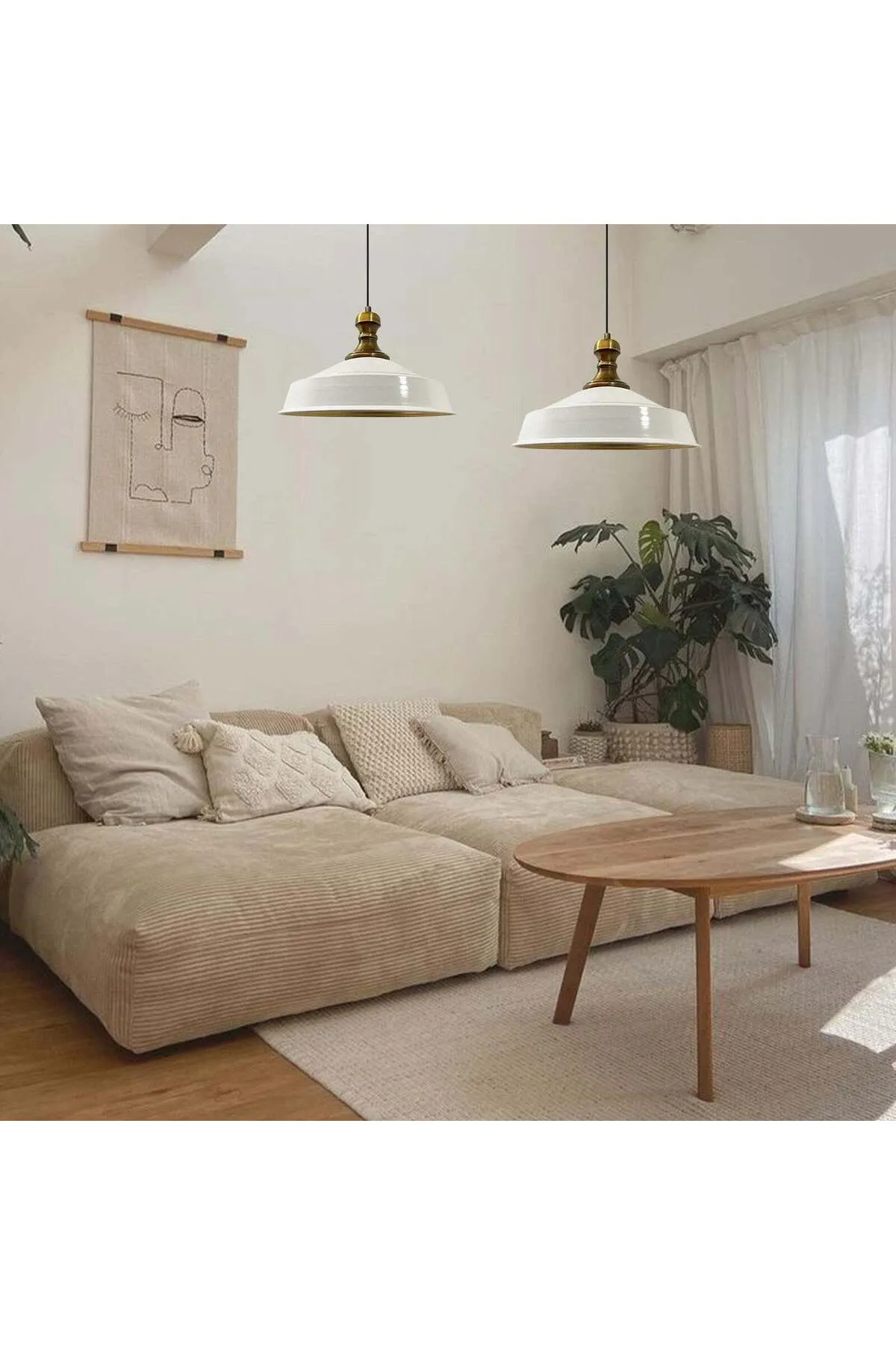 Bamyum  Pendelleuchte Asletl-Knob, Metall, 41 cm, Weiß Lampe