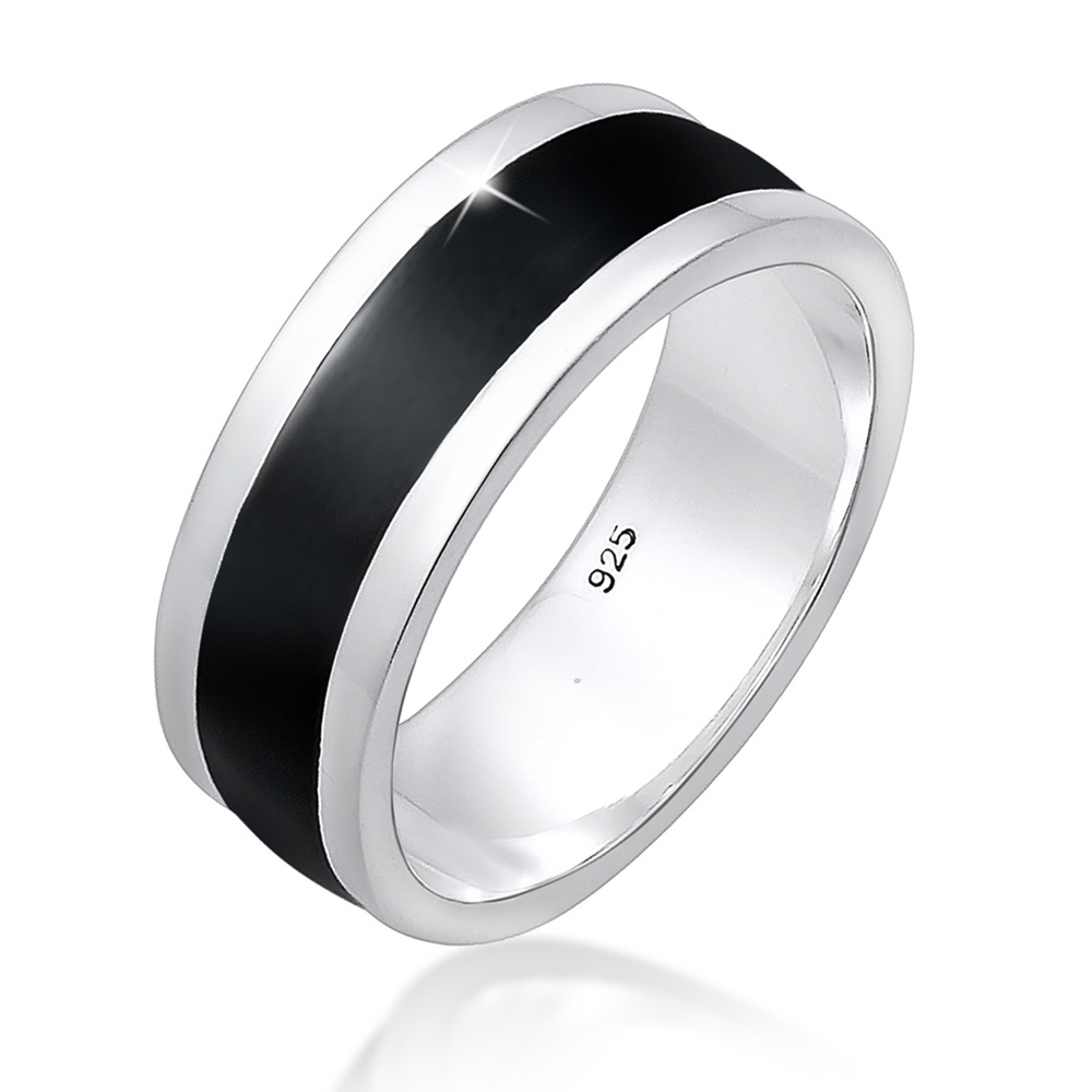KUZZOI KUZZOI Bague Bandring pour homme en émail Geo de base, occasionnel, en argent ste Bague