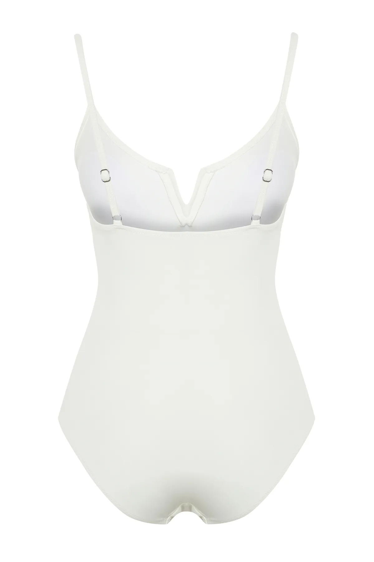Trendyol Collection  Ecrufarbener normaler Badeanzug mit V-Ausschnitt TBESS22MA0010