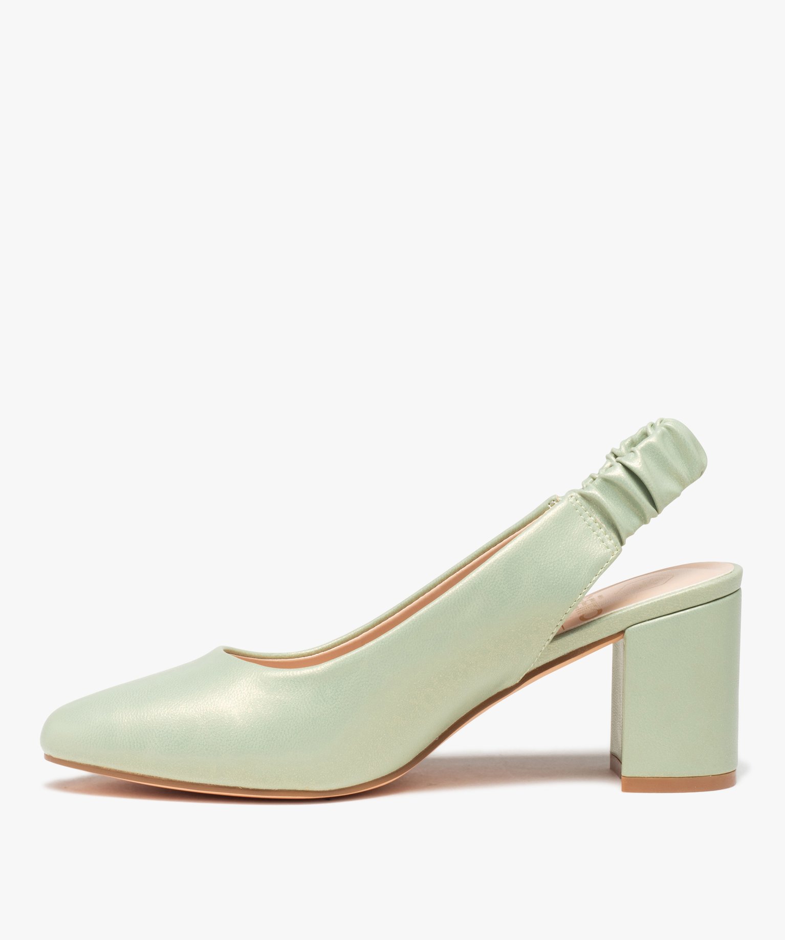 Escarpins femme unis bout amande ouverts au talon vert | GEMO