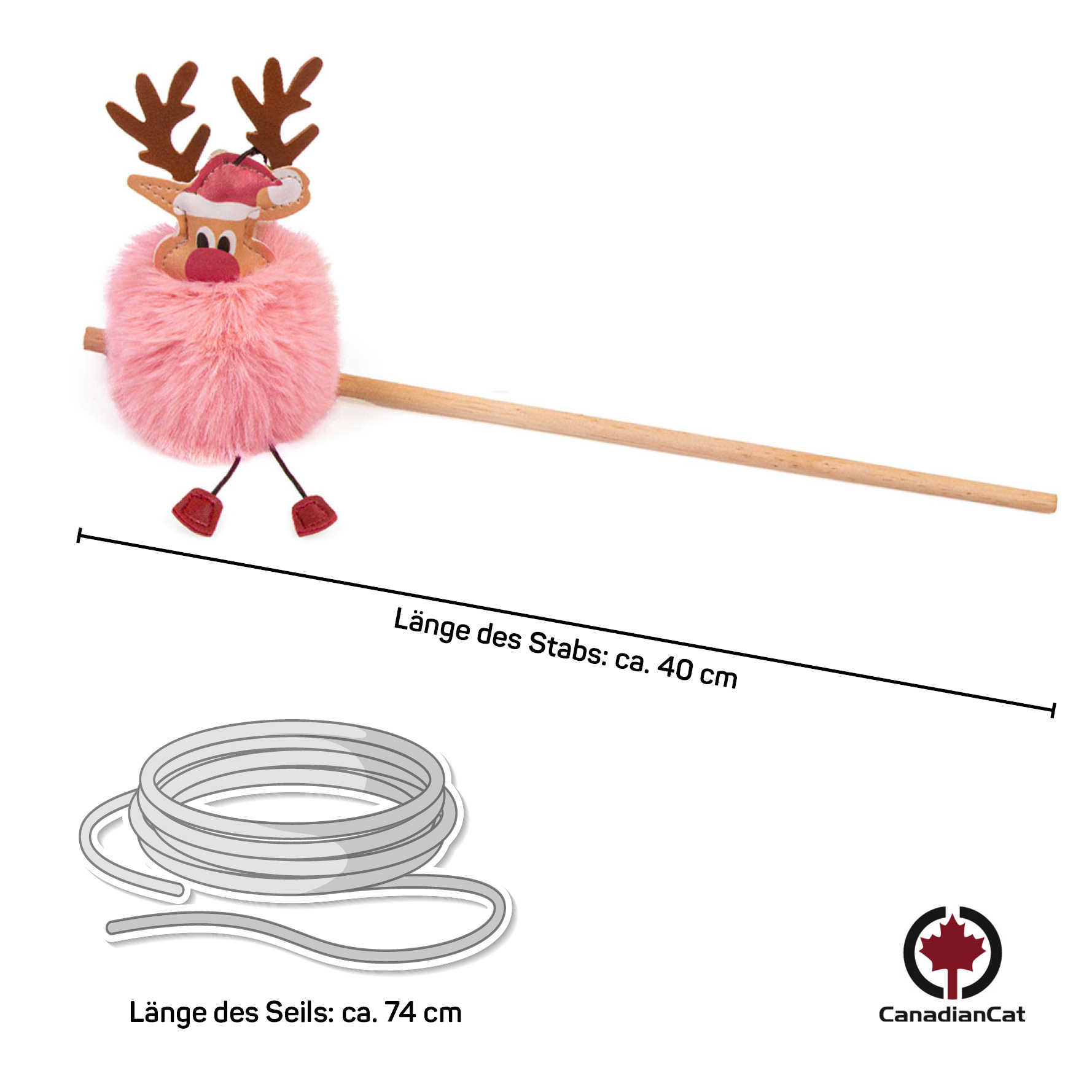 Canadian Cat Company Katzenangeln Canadian Cat Company Spielangel Rudolph rosa