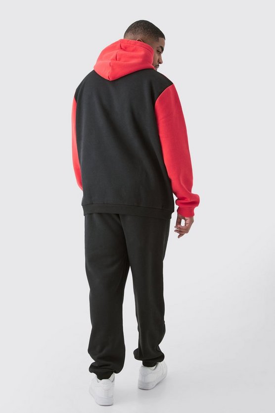Plus roter Colorblock Hoodie
