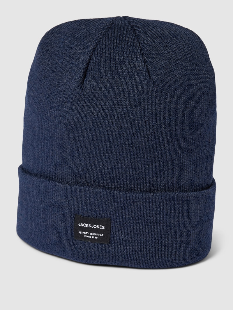 Beanie mit Label-Detail Modell 'DNA' in marineblau