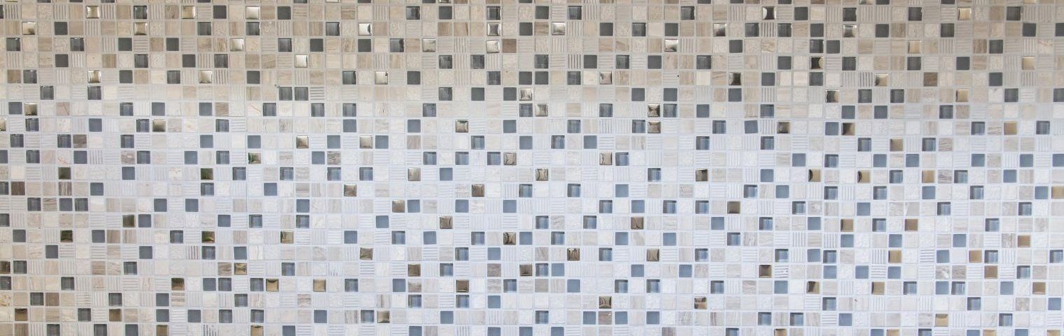 Mosani Mosaikfliesen Glasmosaik Naturstein Mosai hellgrau silber matt / 10 Matten