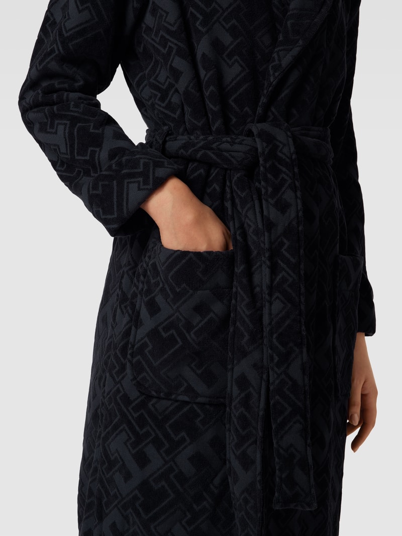 Bademantel mit Strukturmuster Modell 'JACQUARD' in dunkelblau