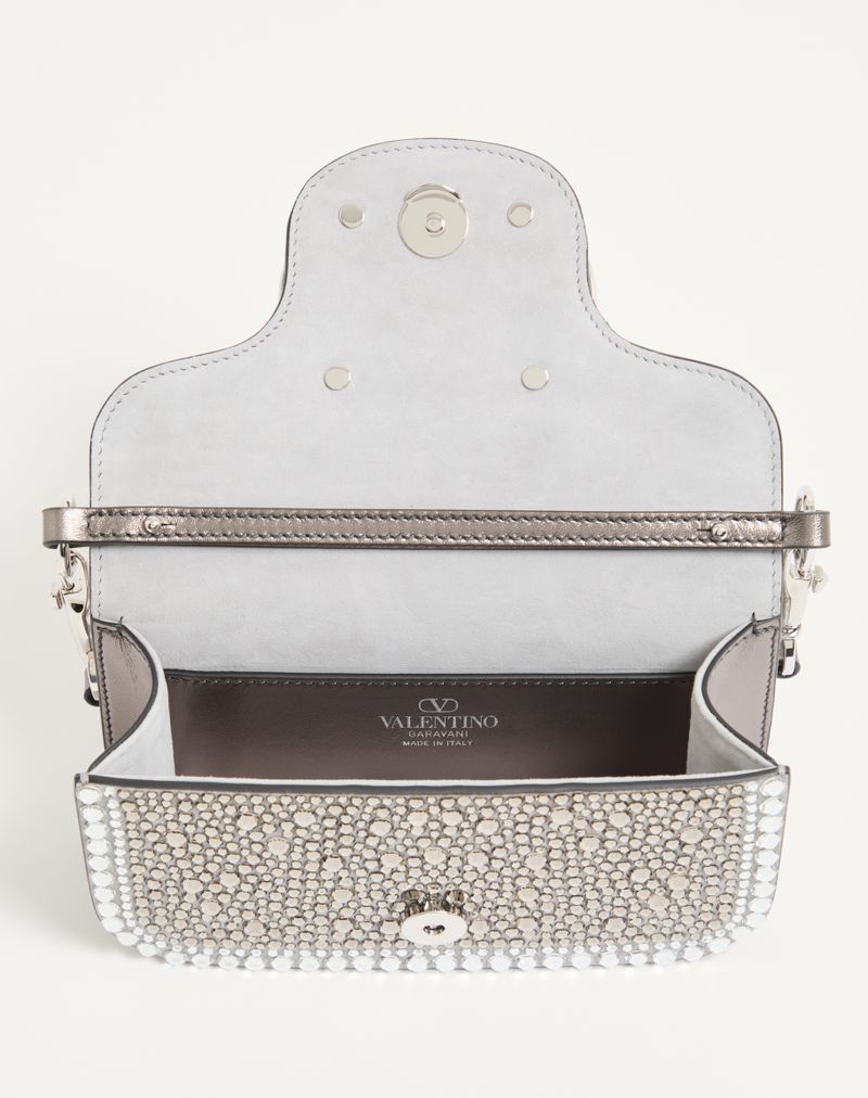 Bolsa de ombro pequena Valentino Garavani Locò com strass