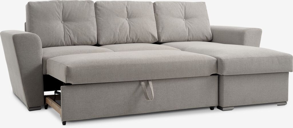 VEJLBY Sofa rozkładana z szezlongiem VEJLBY jasny piasek