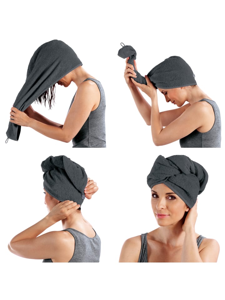Erwin Müller Frottier Turban 2er-Pack in anthrazit günstig kaufen onesize