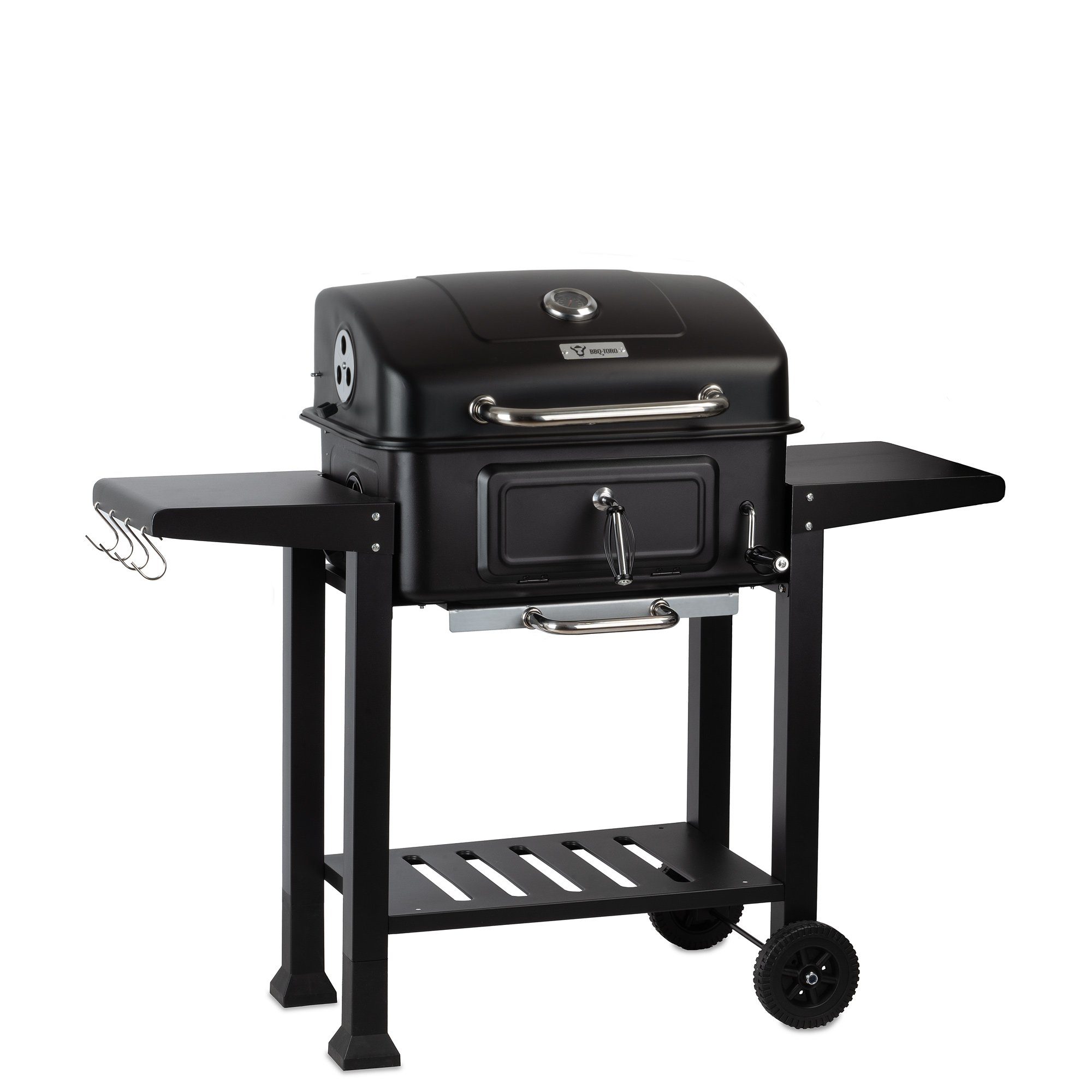 BBQ-Toro Holzkohlegrill Holzkohle Grillwagen mit höhenverstellbarer Kohleschale, Holzgrill