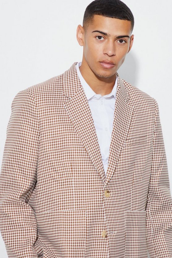 Oversize Bouclee Hahnentritt-Blazer