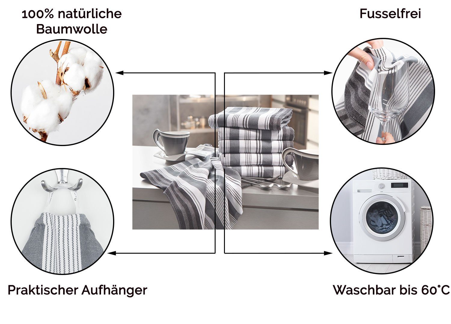 ZOLLNER Geschirrtuch, (Spar-Set, 4-tlg), vom Hotelwäschespezialisten, 50 x 70 cm, 100% Baumwolle, vom Hotelwäschespezialisten