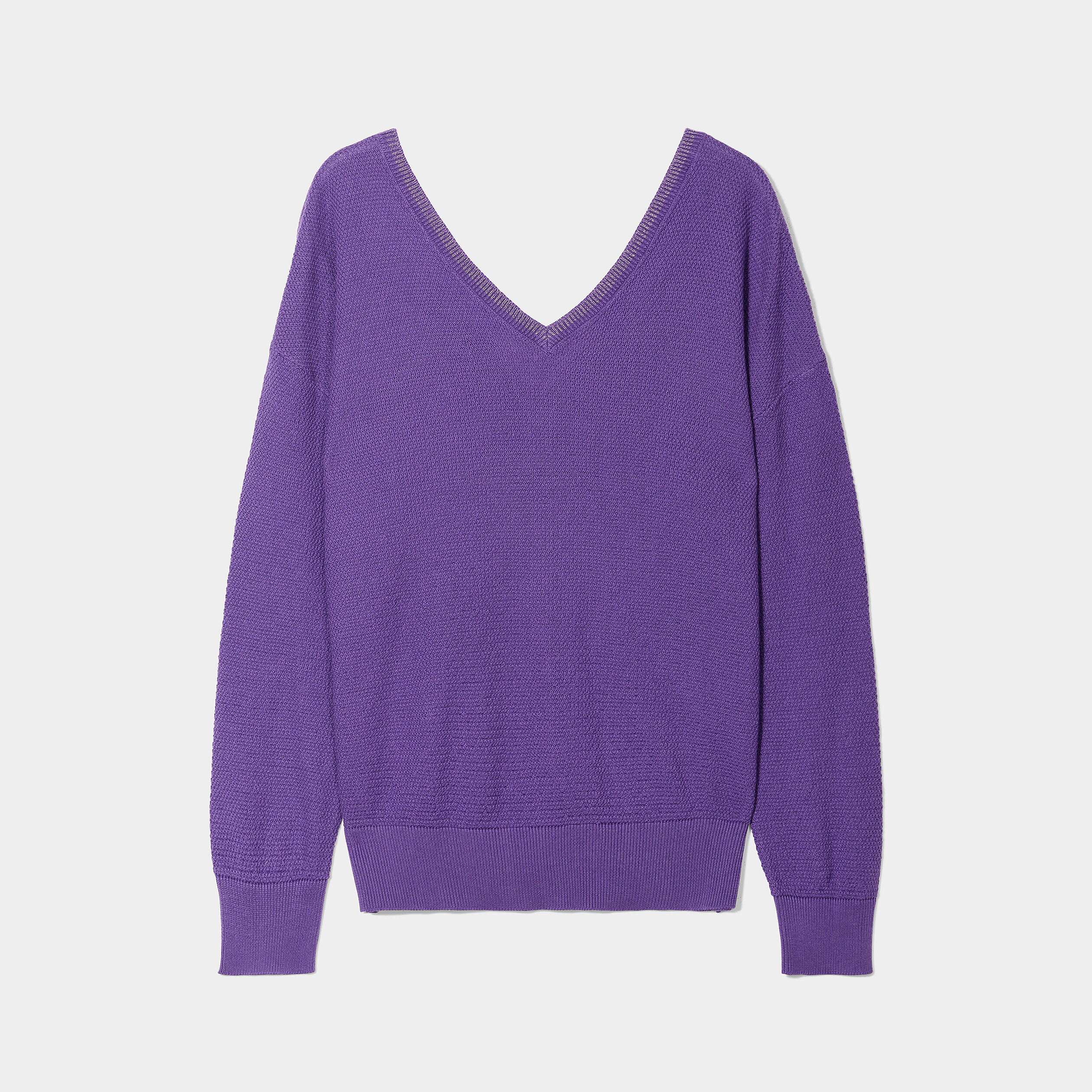 Pull gilet recto-verso col en V violet femme | La Halle