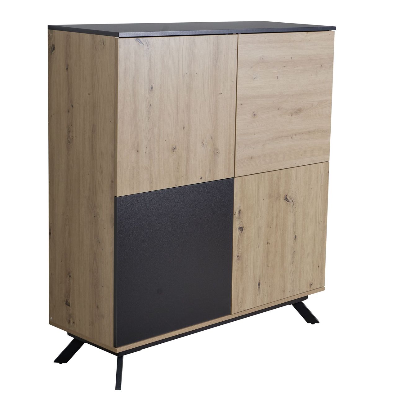 Skyport WOHNLING Highboard 110x125x40 cm MDF Sideboard Eiche Dekor Kommode Anrichte