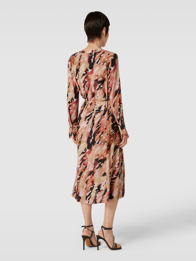Midikleid aus Viskose mit Bindegürtel in sand