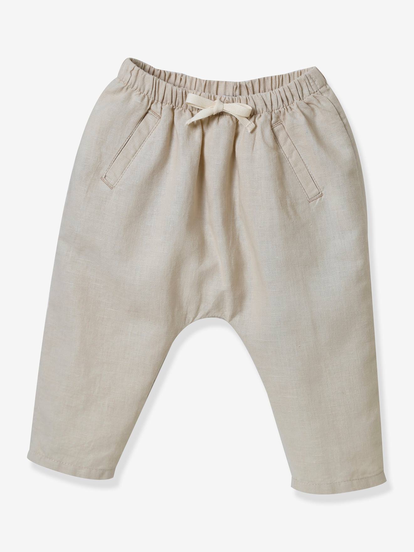 Sarouel bébé en lin et coton CYRILLUS marine
