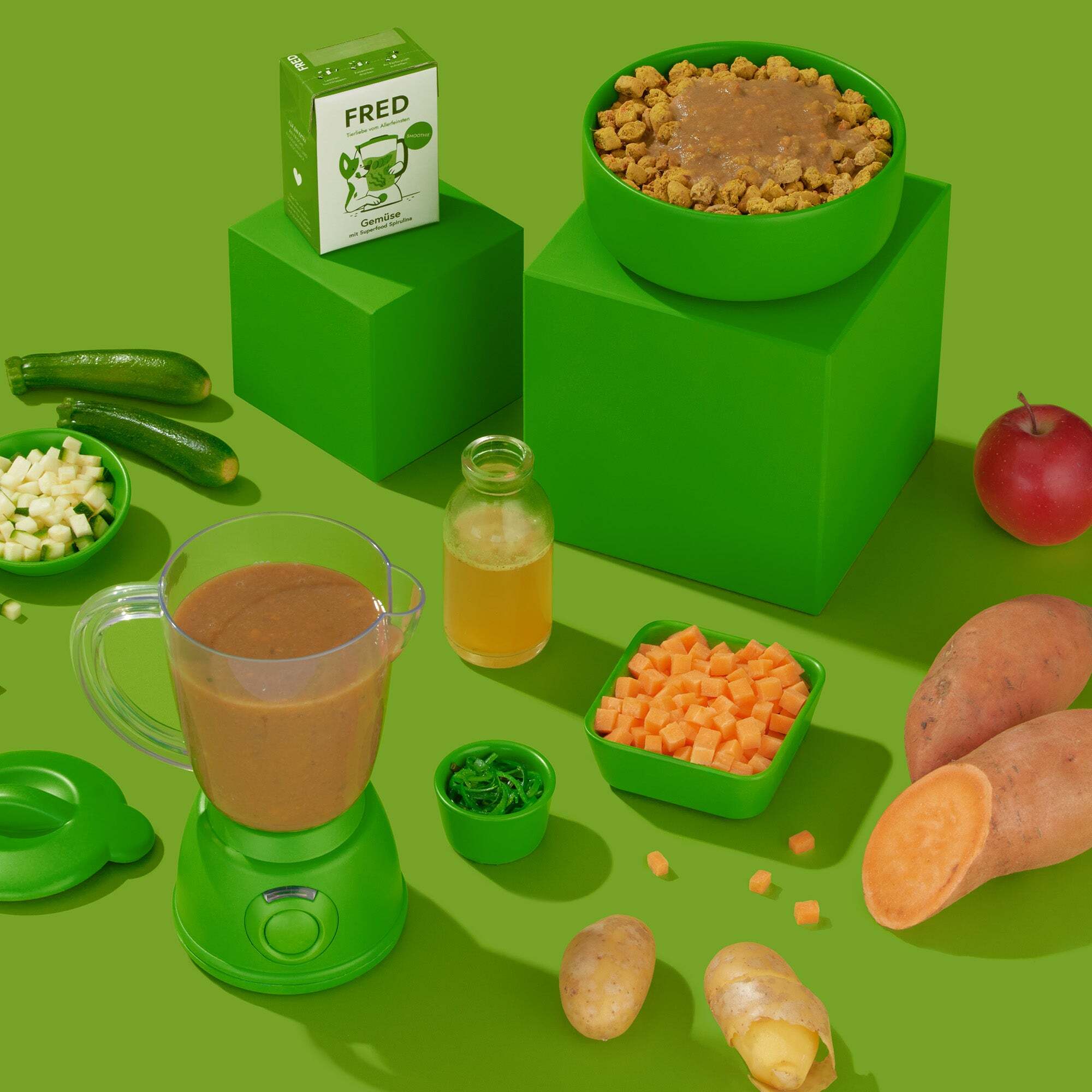 Fred & Felia Hundenassfutter Fred & Felia FRED Smoothie Gemüse mit Spirulina 10 x 200g