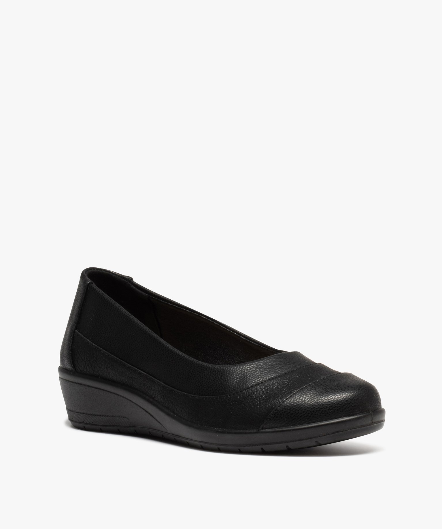 Ballerines femmes confort unies finement compensées noir | GEMO
