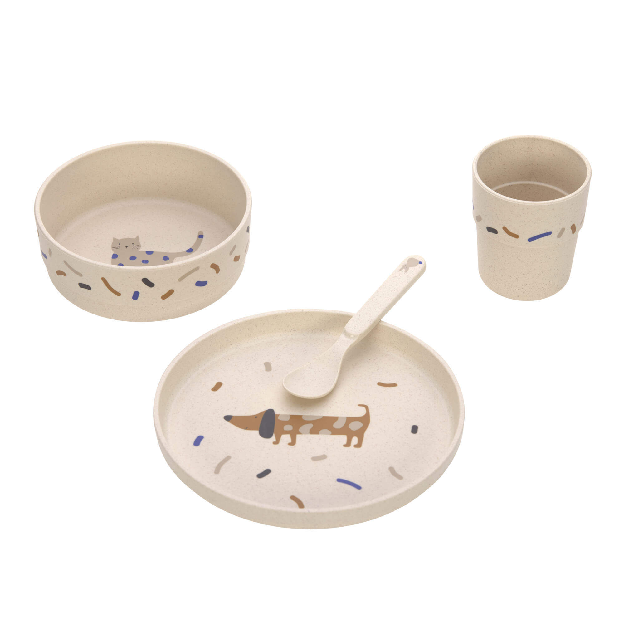 Kindergeschirr Set (Teller - Schüssel - Becher - Löffel), Little Mateys Royal Blau