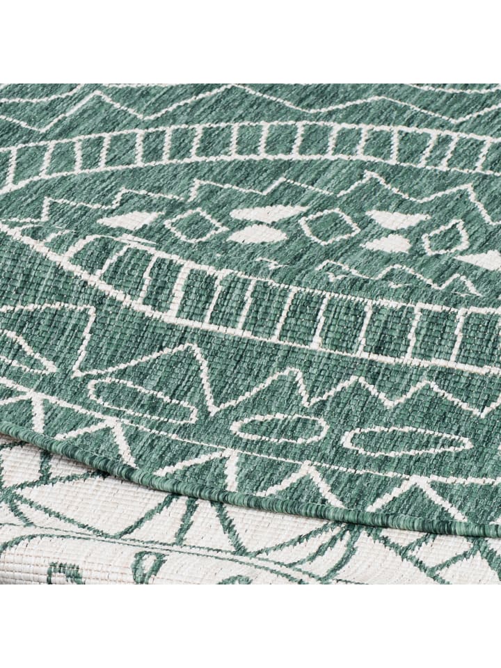 Pergamon In- und Outdoor Teppich Newport Mandala Rund in Groen günstig kaufen