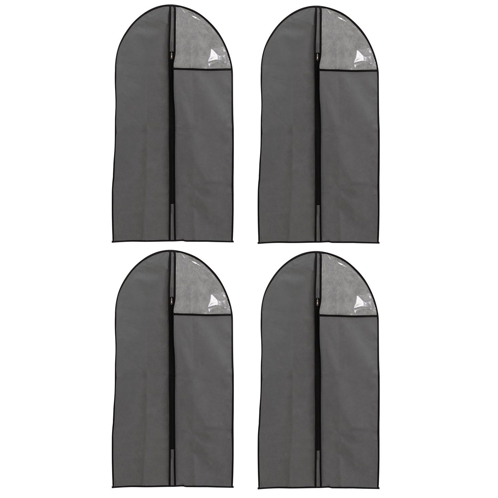 HAC24 Kleidersack Premium Kleidersack Kleiderhülle Schutzhülle Kleiderschutz (4 St) Vliesstoff 80 g/m² 60 x 100 cm mit Reißverschluss & Sichtfenster