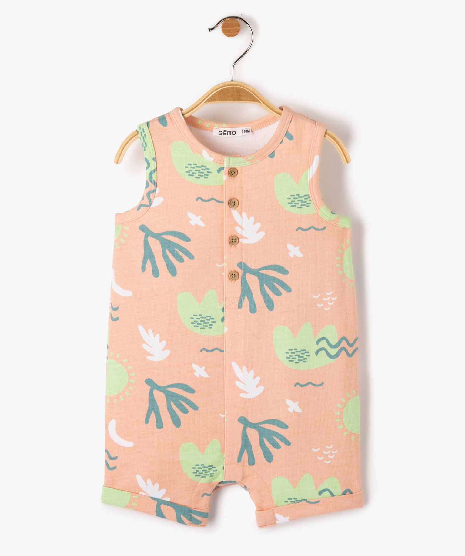 Combishort bébé Garçon sans manches à motifs et boutonni... orange | GEMO
