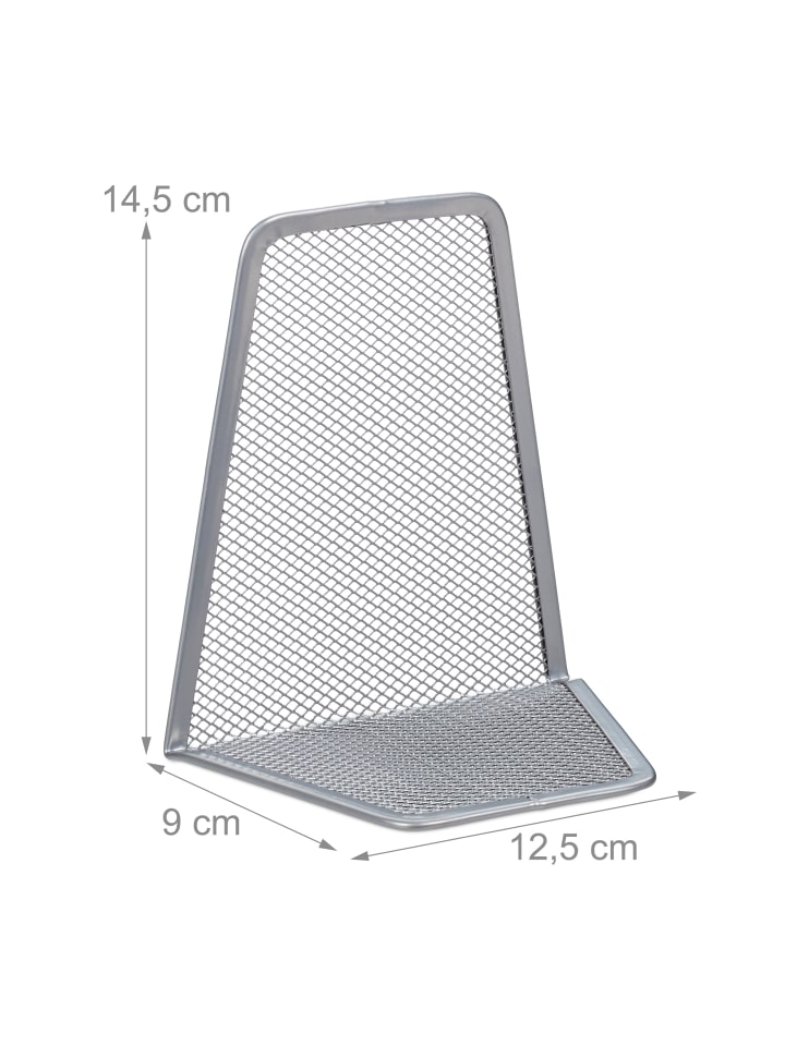 relaxdays 2x Buchstütze in Silber - (B)12,5x (H)14,5 x (T)9 cm günstig kaufen onesize