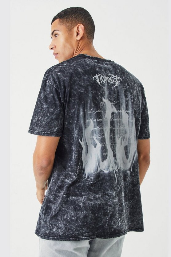 Oversize T-Shirt mit Acid-Waschung und Print